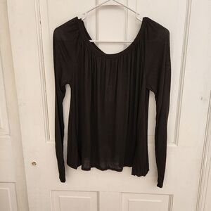 LAmade Black Peasant Surplice Back Top